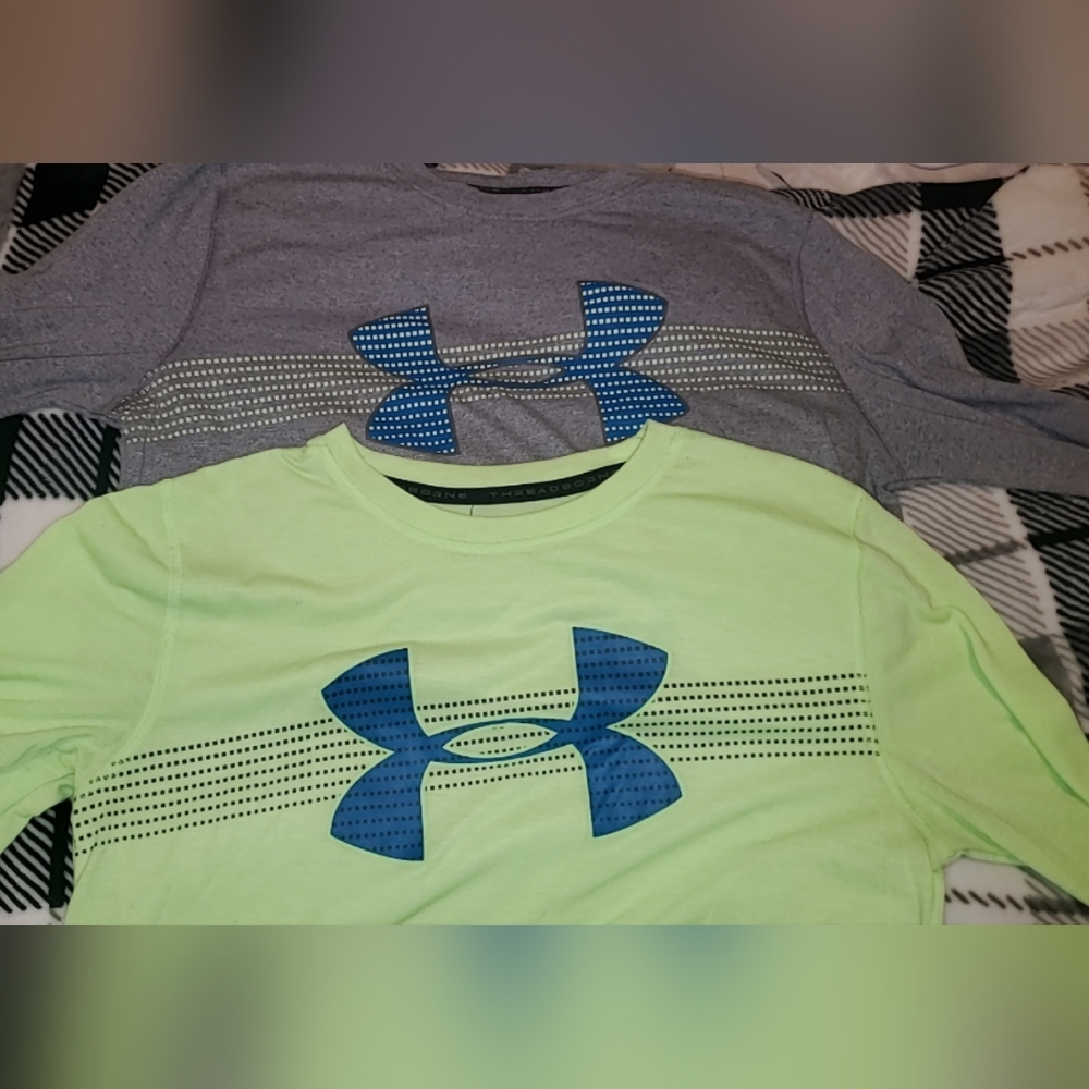 Under Armour Kids' Gray and Green Shirts